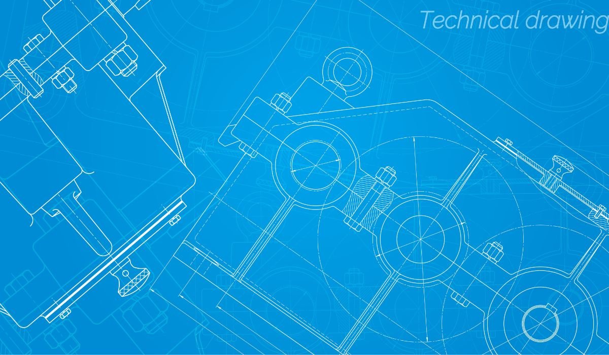 Vector illustration showing technical drawing for engineering background